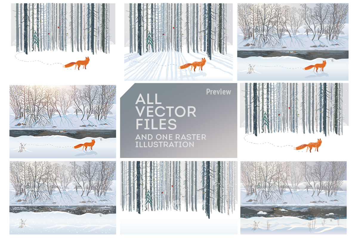 Winter forest with Fox, an Animal Illustration by Countryside life (Photo 9 of 10)