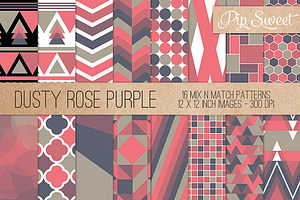 Dusty Rose Purple 16 Pattern Set