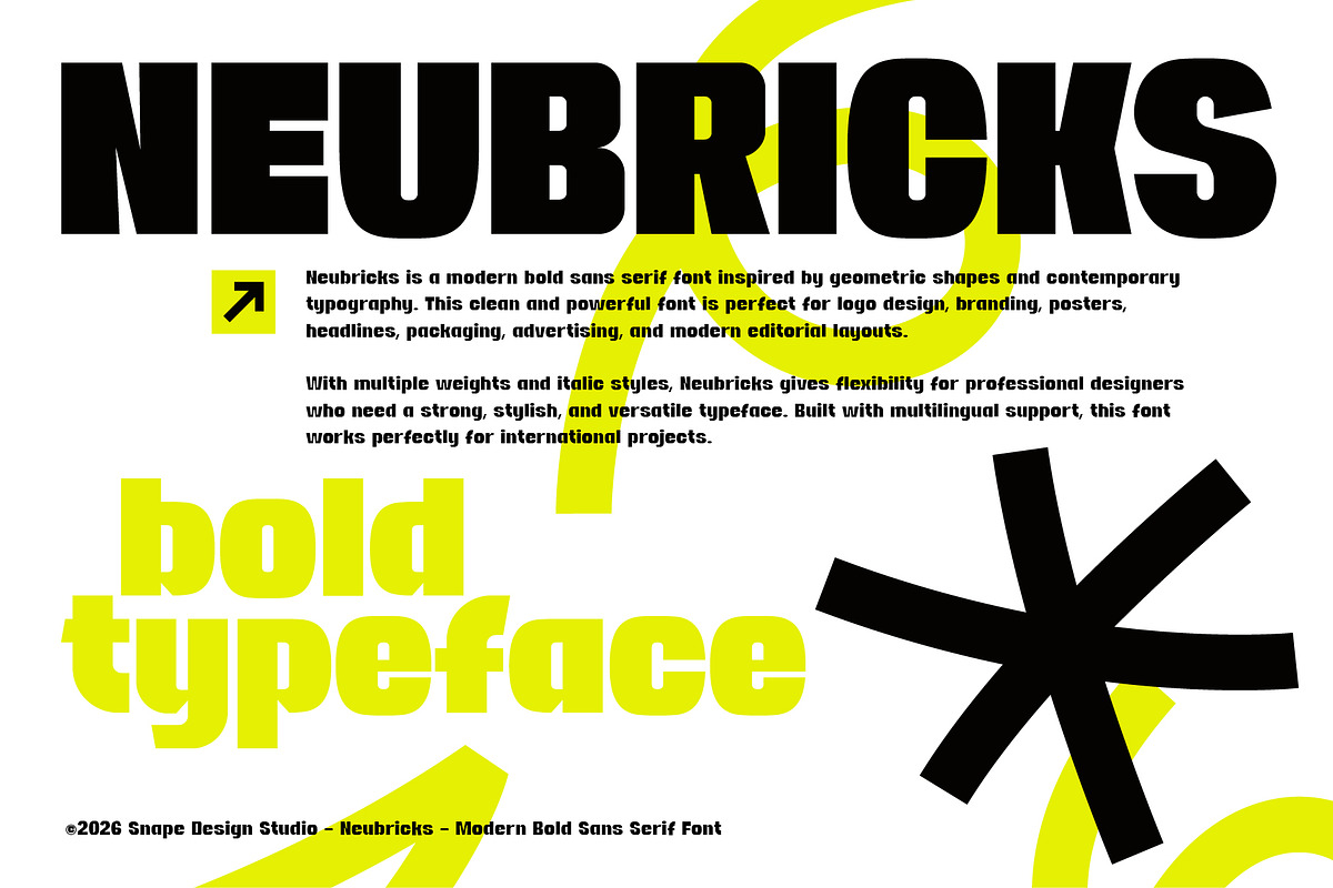 Neubricks - Bold Sans Serif Font, a Sans Serif Font by Snape Design Studio (Photo 2 of 12)