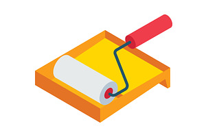 Paint tray with brush vector icon, an Object Illustration by SiberianArt