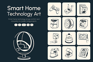 Smart Home Technology Drawing Art, an Outline Icon by Vectors Market