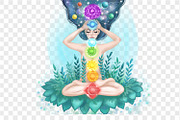 Yoga meditation woman spiritual set, an Illustration by PatapovaVika (Thumbnail 5 of 9)