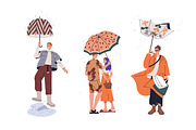 People with umbrellas in rain set, a Person Illustration by Good Studio (Thumbnail 3 of 6)