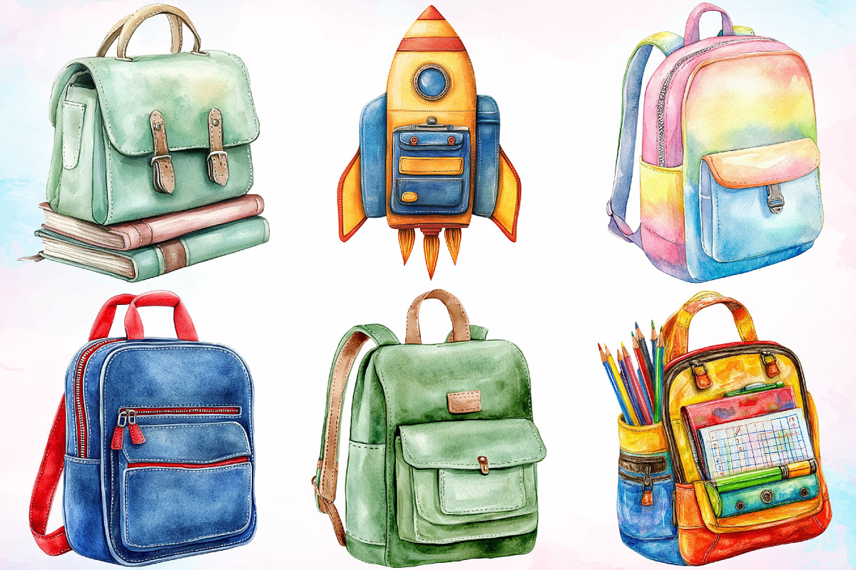 Watercolor Back to School Bag PNG, a Seasonal Illustration by Canvas Craft (Photo 4 of 4)