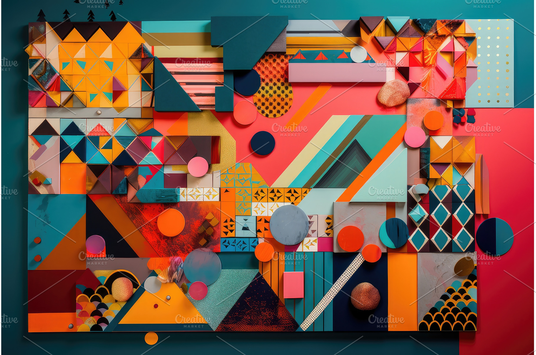 vibrant color palette with geometric, an Abstract Photo by Sergey Kotenev