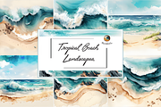 Tropical Beach Landscapes Background, a Graphic by Moon Studio (Thumbnail 1 of 4)