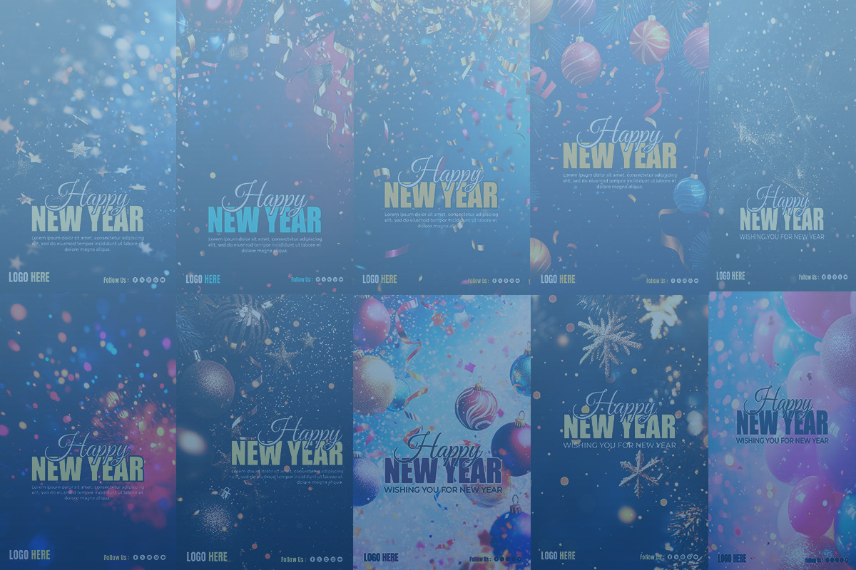Happy New Year template bundle, a Social Media Template by gstudiovect21 (Photo 4 of 5)