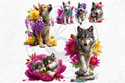 Floral Wolves Fantasy Cliparts, an Animal Illustration by ThatsDesignArt (Thumbnail 16 of 17)