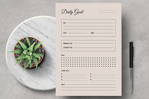Daily Goal Planner Layout, a Stationery Template by MightyDesign
