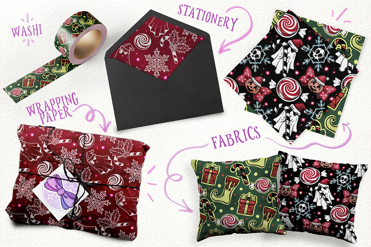 Spooky Christmas seamless Patterns, a Pattern Graphic by Sonch' s Curiosities (Photo 2 of 3)