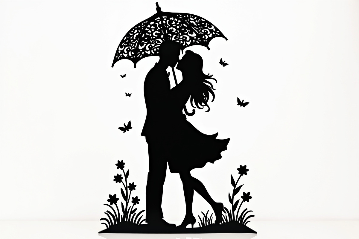 Romantic Couple Holding Umbrella, an Illustration by Amazin_art (Photo 9 of 21)