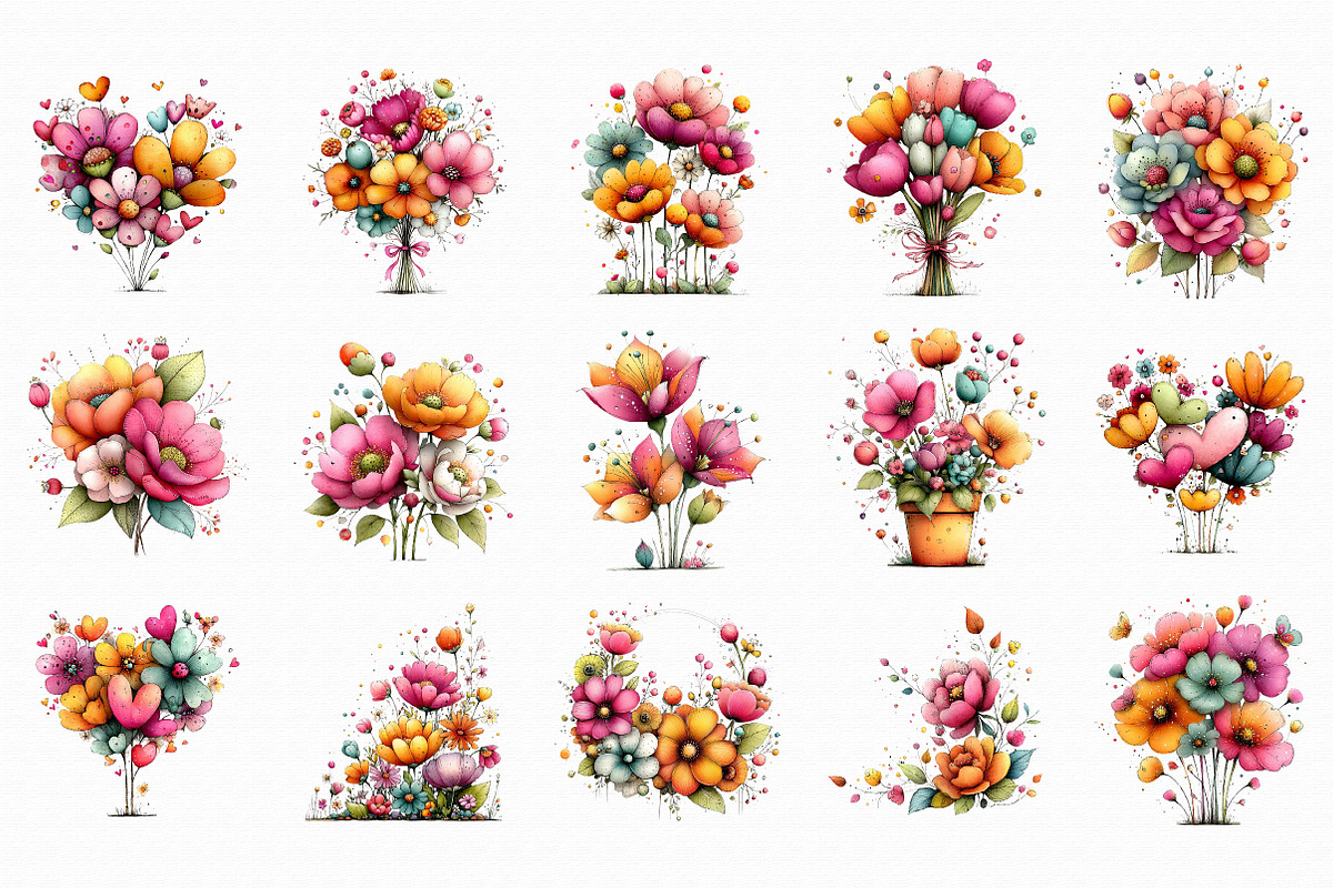 Whimsical Flowers Spring Clipart, an Illustration by Libby Wishes (Photo 4 of 5)