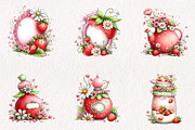 Whimsical Spring Strawberry Clipart, an Illustration by CreationArt (Thumbnail 2 of 10)