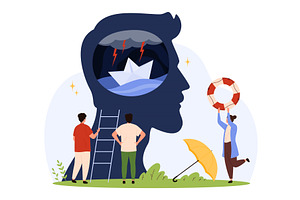 Mental Health Support & Emotional, an Illustration by Flashvector
