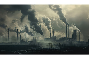 Heavy industrial air pollution from, an Industrial Photo by piter.goskov