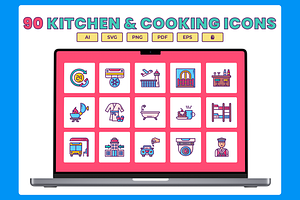 90 Amenities Icons, a Solid Icon by Flat Icons
