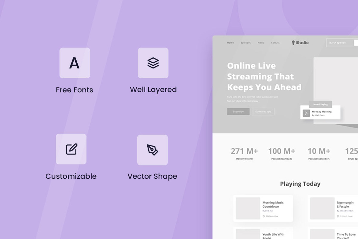 Radio Station Wireframe Website, a Wireframe Template by INSPR STD (Photo 4 of 6)