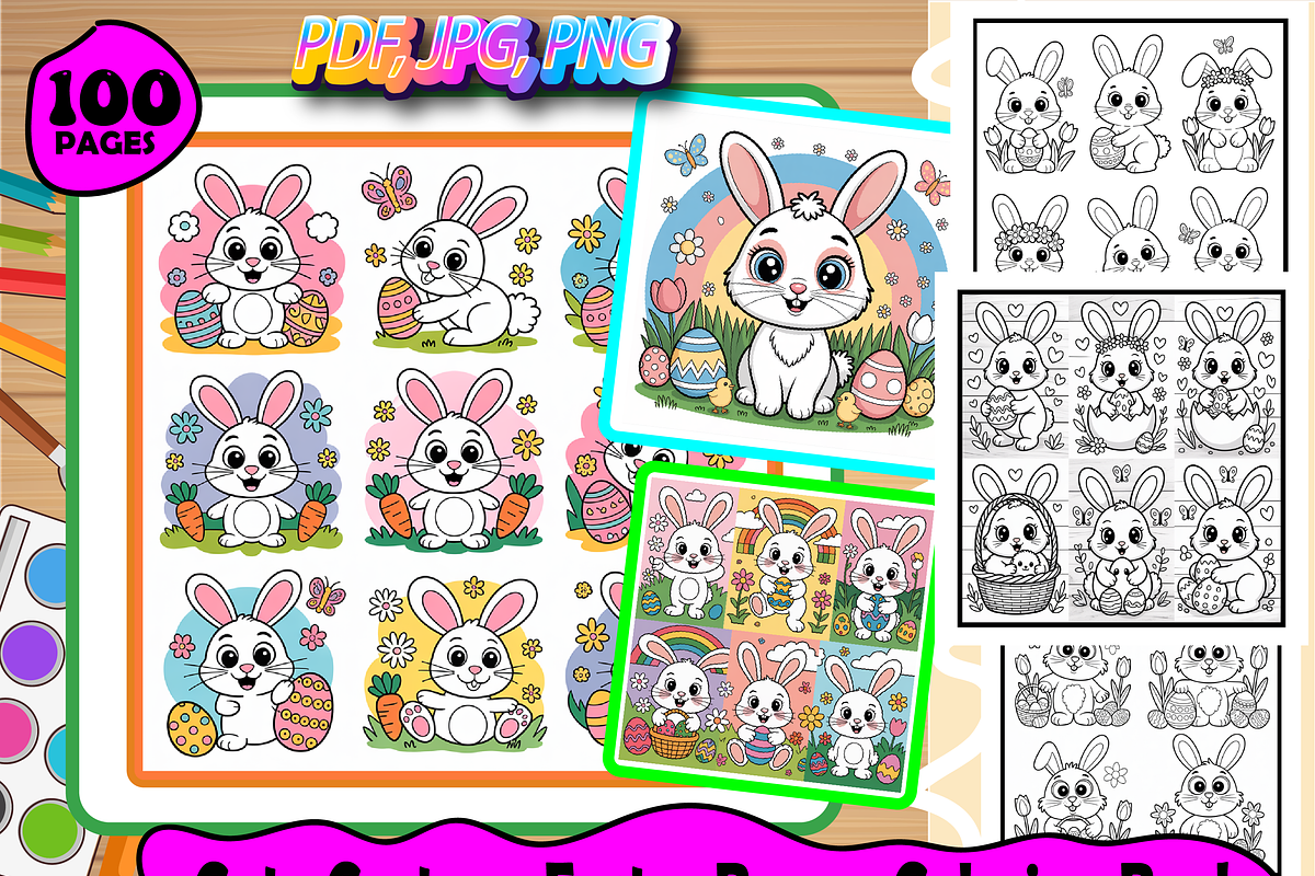 Cute Cartoon Easter Bunny Coloring, an Animal Illustration by Design Home (Photo 1 of 5)