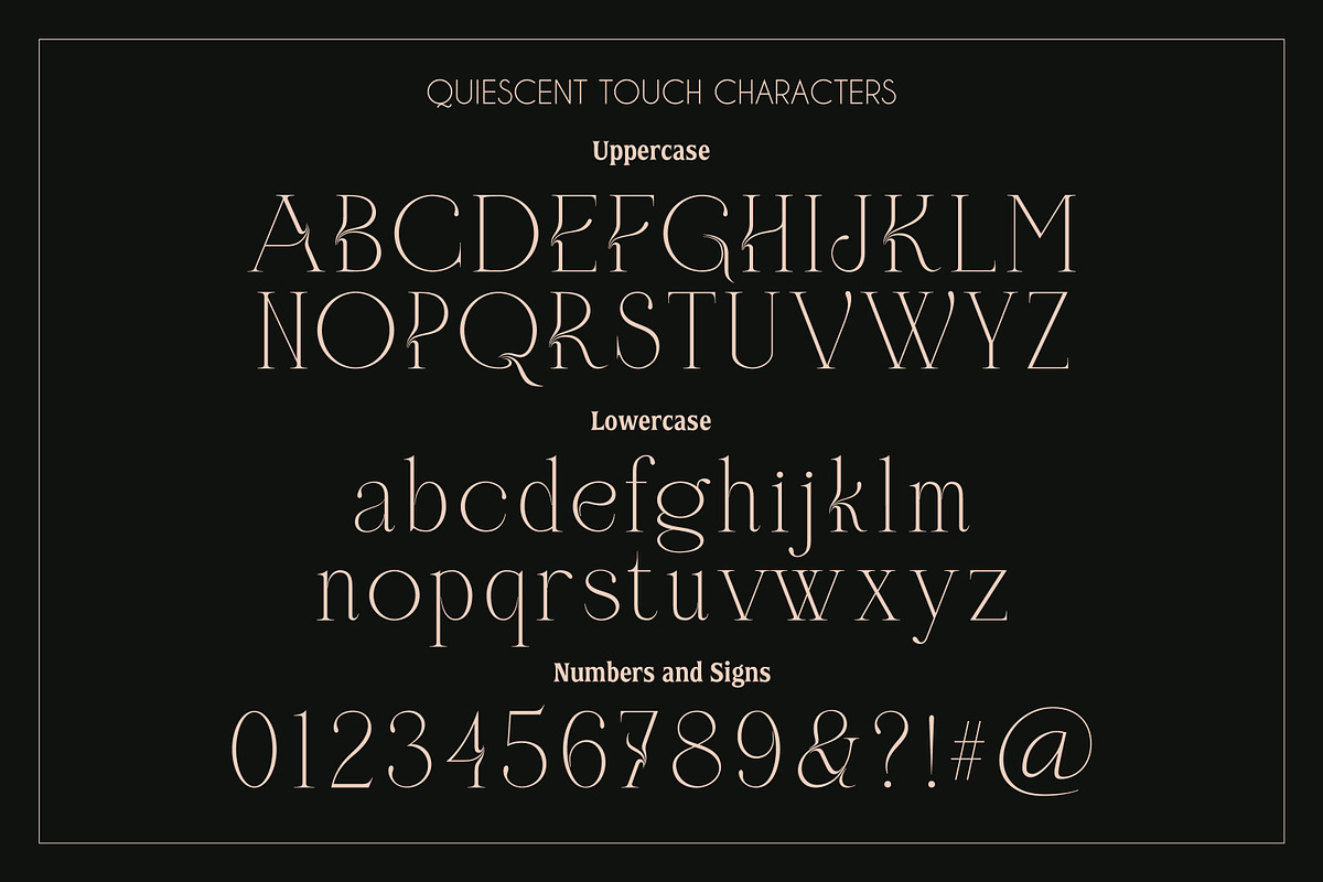 Quiescent Touch Elegant Serif Font, a Serif Font by Struvictory.art (Photo 4 of 9)