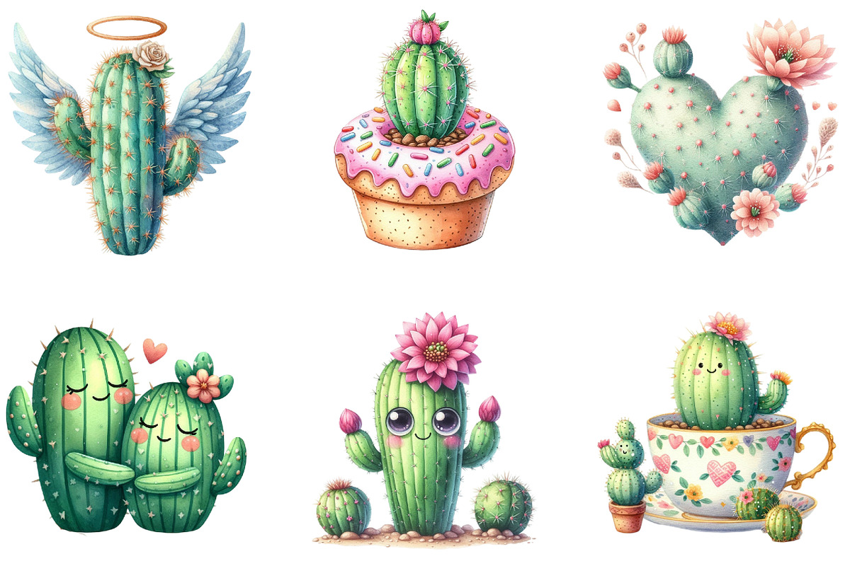 Cute Cactus Clipart, an Illustration by DreamArtGraphic (Photo 3 of 4)