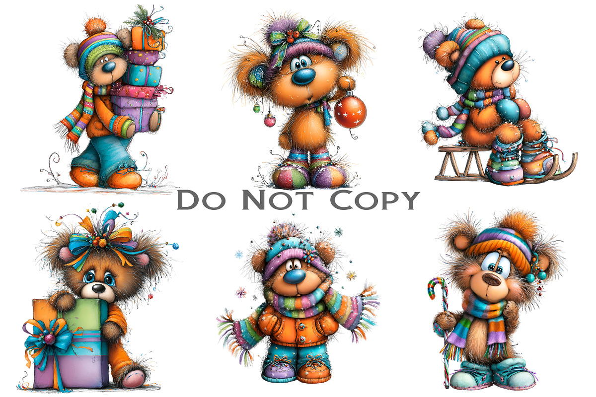 Whimsical Christmas Teddy Clipart, an Illustration by Craft Nest (Photo 7 of 8)