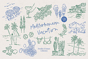 Mediterranean Vacation Illustrations, an Object Graphic by DesignThatMatters (Thumbnail 1 of 12)