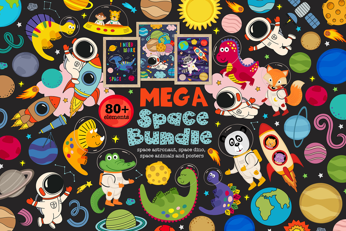 Kids Space Vector Clipart Bundle, a Decorative Illustration by NataKa (Photo 1 of 10)