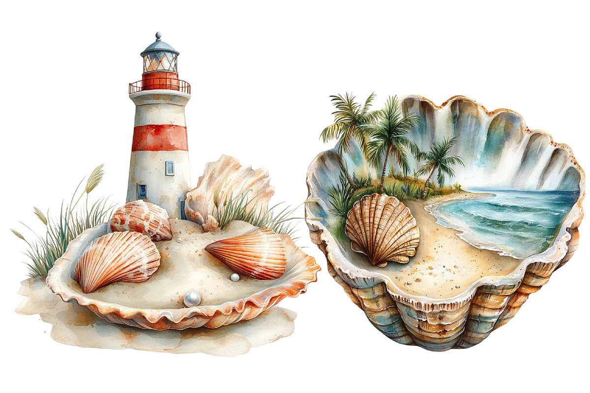 Beach Paradise Inside Seashell PNG, an Illustration by Designworld (Photo 4 of 5)