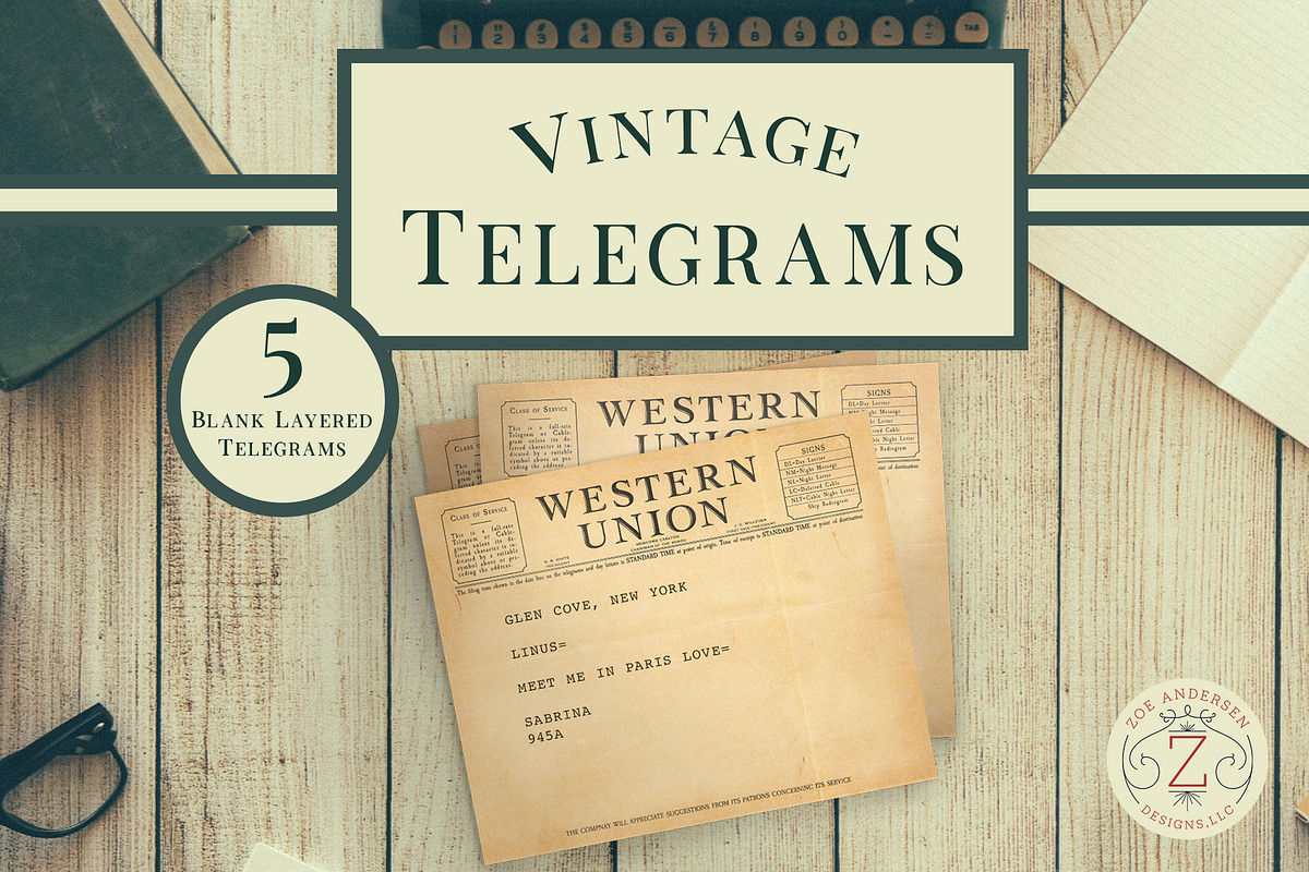 Vintage Telegrams Ephemera, an Object Graphic by The Digital Prop Shop (Photo 1 of 7)