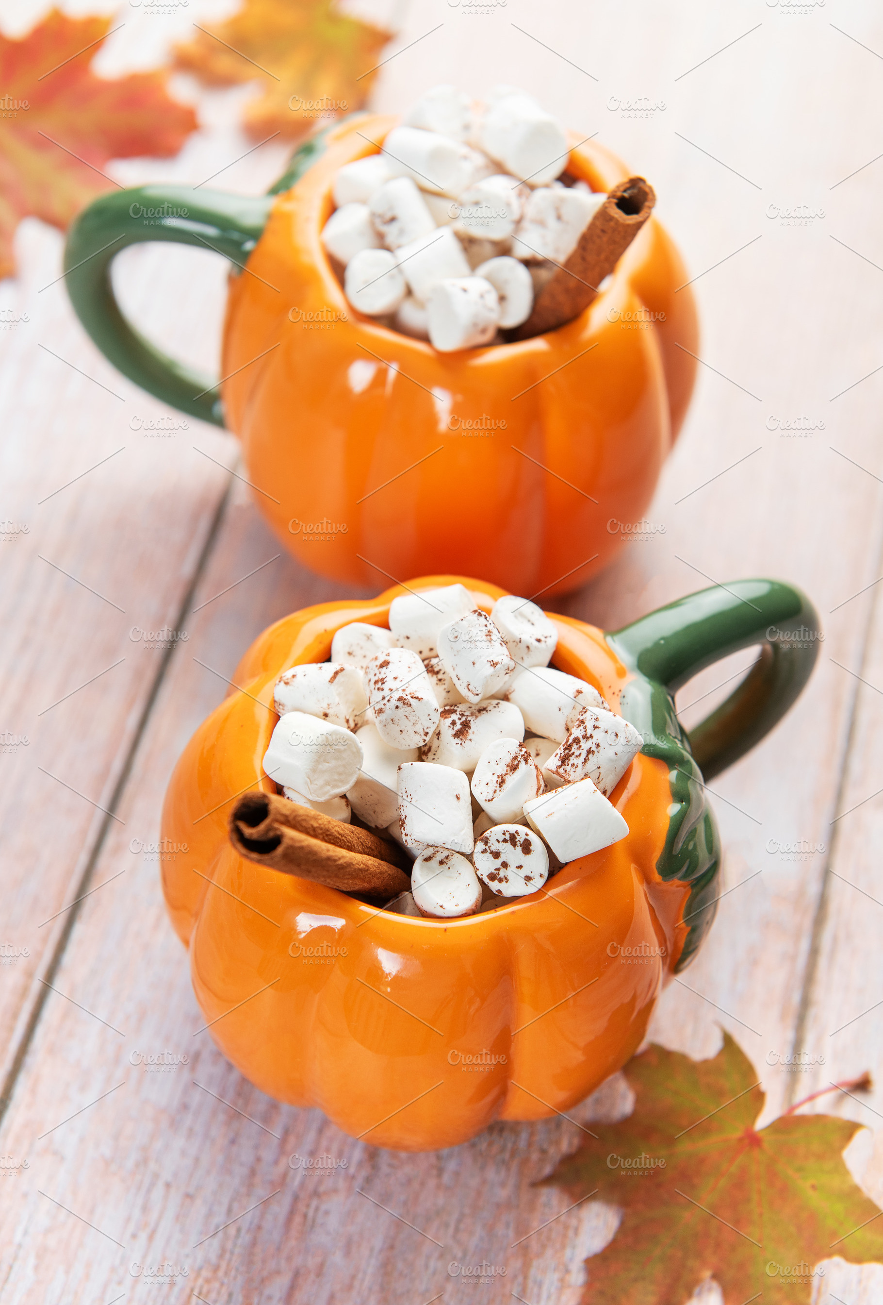 Hot cocoa warming with marshmallows and cinnamon for autumn, a Food & Drink Photo by Olena Rudo
