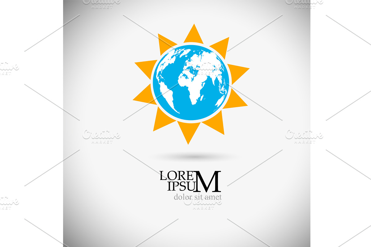 Logo globe and sun hand drawn. Not, an Object Illustration by Nenahliadava Design