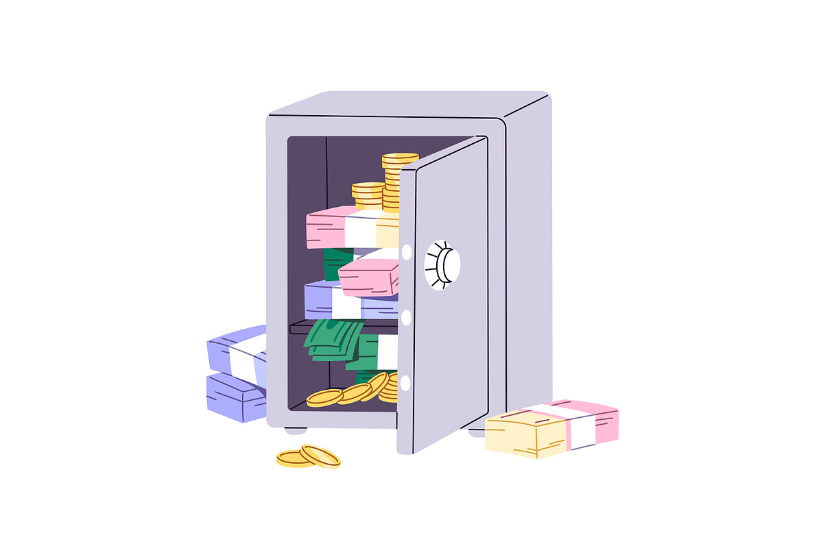 Cash money, coins set + backgrounds, a Finance Illustration by PaperTrident (Photo 9 of 12)
