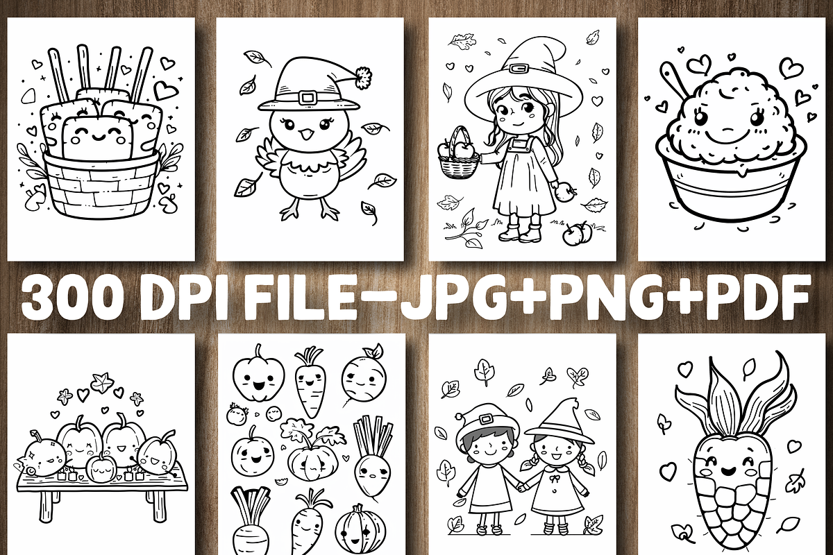 Kawaii Fall Coloring Book for Kids, a Seasonal Illustration by Design Station (Photo 2 of 5)