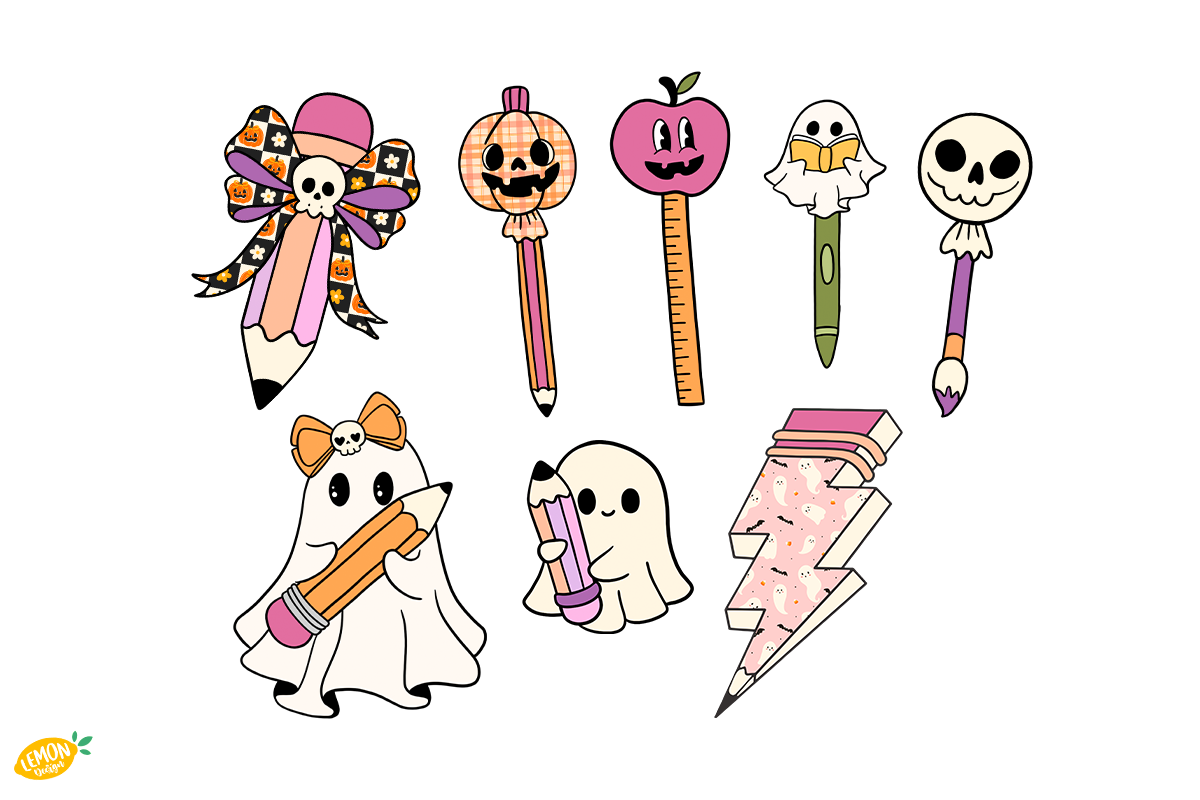 Halloween Teacher PNG Clipart Bundle, a Seasonal Illustration by LemonDesign (Photo 3 of 3)