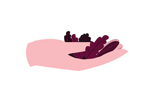 Vector human hand holding plant leaf, an Object Illustration by vectorpointstudio
