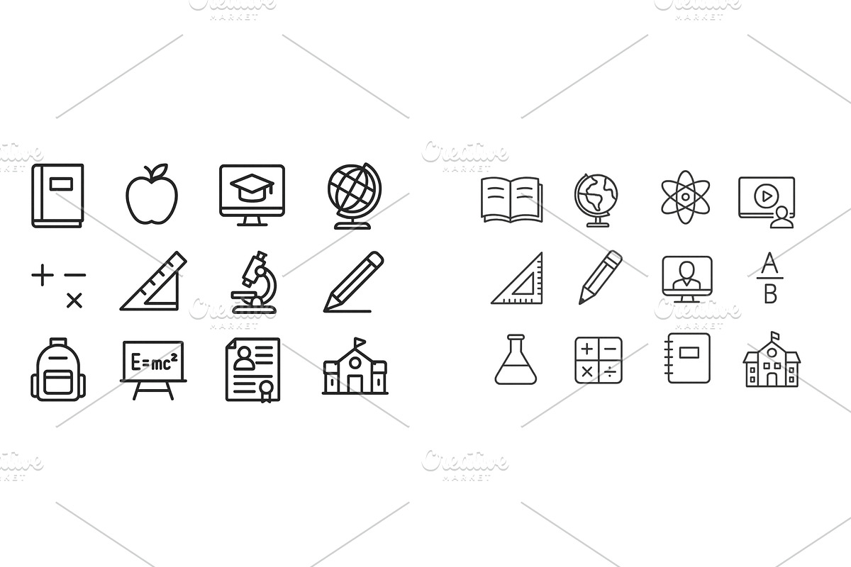 Collection of educational icons, an Education Illustration by ZinetroN