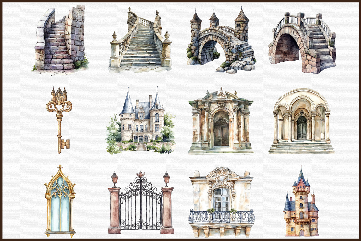 Chateau Clipart - Vintage Doodles, an Illustration by Sublimation Artist (Photo 3 of 6)
