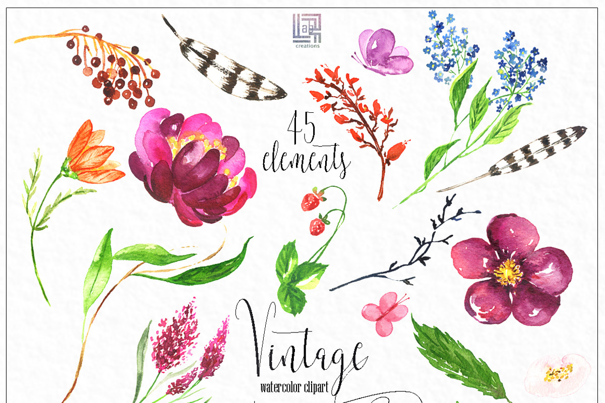 Vintage Watercolor clipart, an Animal Illustration by LABFcreations (Photo 6 of 9)