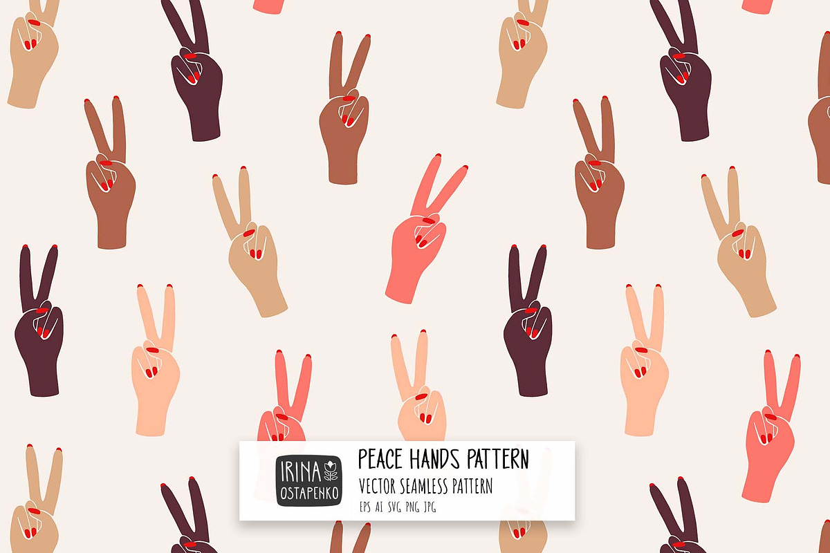 Peace Hands Seamless Pattern, a Pattern Graphic by Irina Ostapenko (Photo 1 of 5)