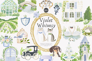 watercolor clipart cottagecore set, a Decorative Illustration by Patishop Art