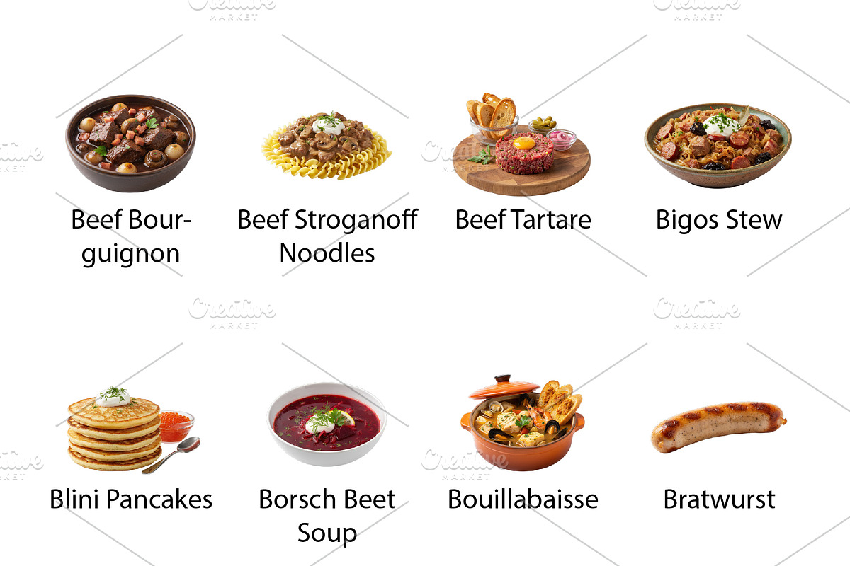 European Food - PNG Asset Bundle, a Food Illustration by Nurlan's shop (Photo 2 of 6)