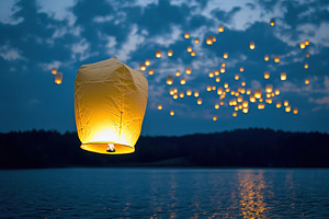 Paper wishes lantern flies into the sky, an Arts & Entertainment Photo by AlyaAnd