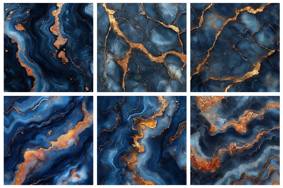 Navy and Rose Gold Marble Digital Pa, an Illustration by RobertsArt (Photo 3 of 7)