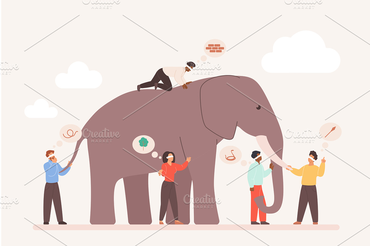 Different Perspectives Metaphor, an Education Illustration by Lemberg Vector