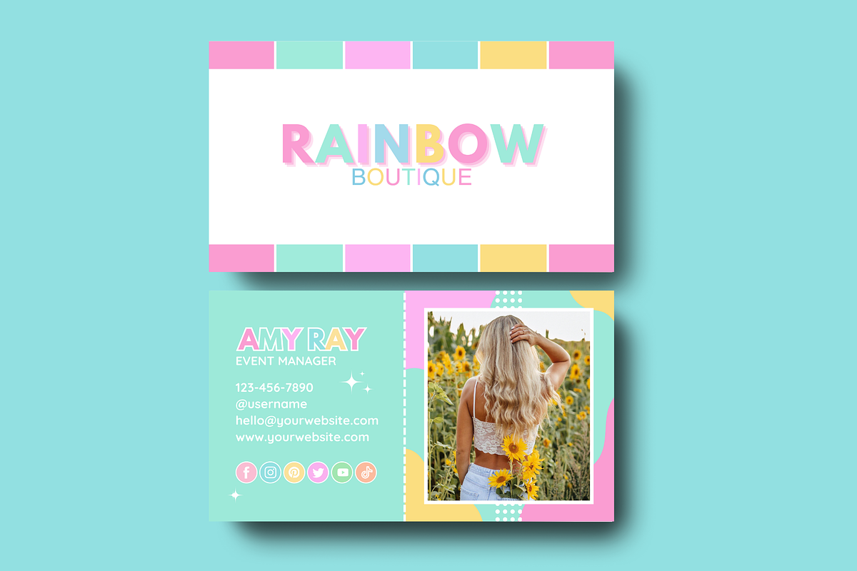 Colorful Business Card, a Business Card Template by SunshineStudioBoutique (Photo 8 of 10)