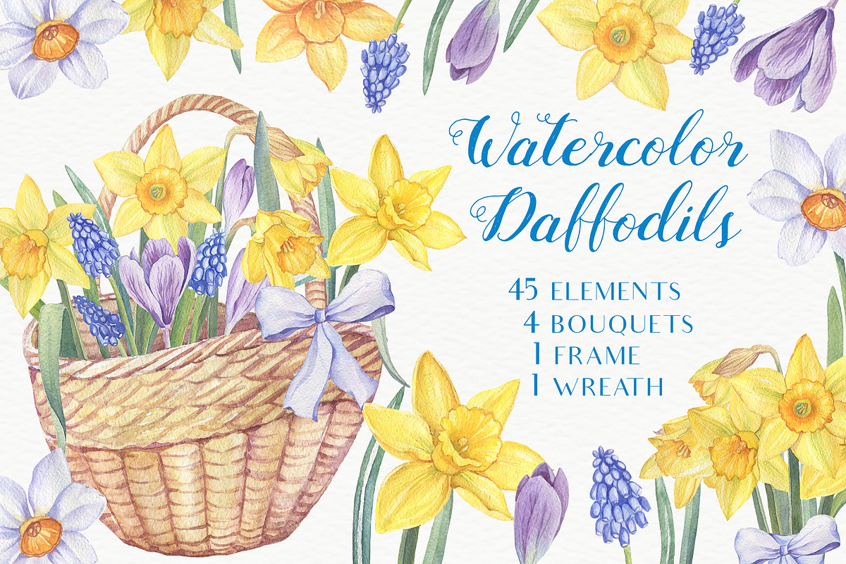 Watercolor Daffodils, an Illustration by Irina Diasli (Photo 1 of 6)