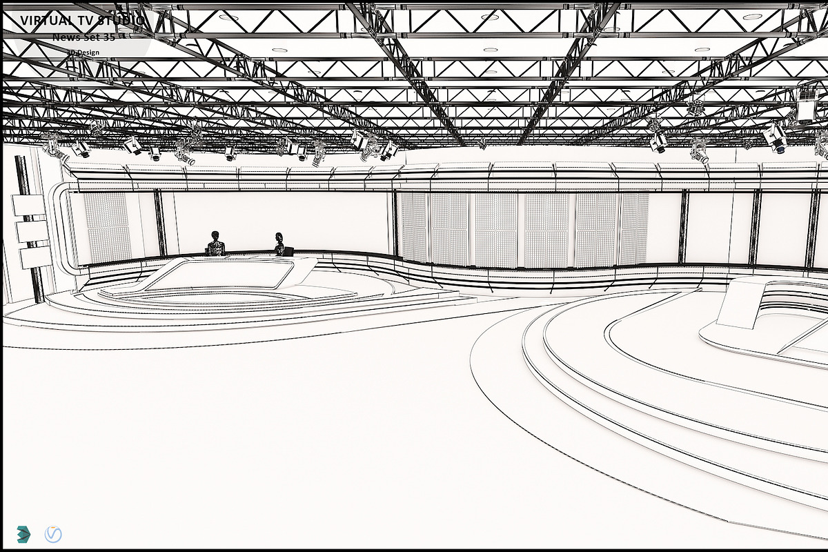 Virtual TV Studio News Set 35, an Architecture 3D Model by akerStudio (Photo 5 of 39)