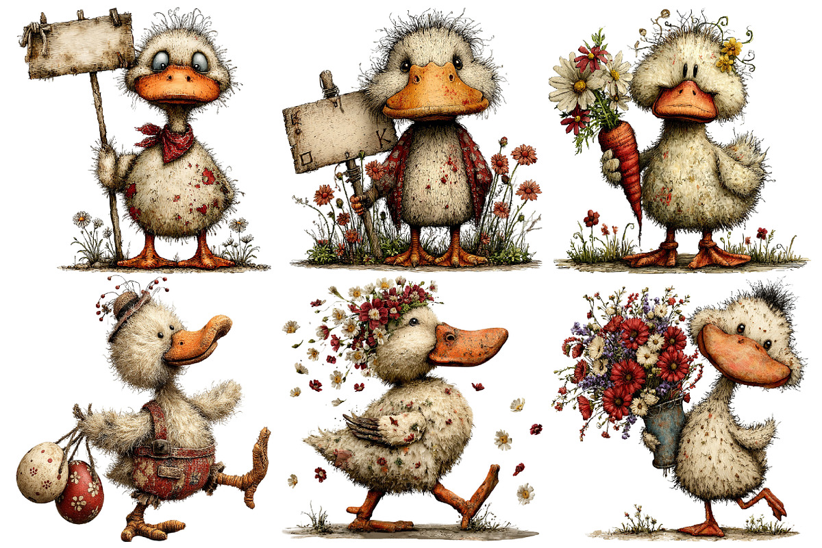 Whimsical Easter Duck Clipart, an Illustration by Pixels.Craft (Photo 4 of 6)