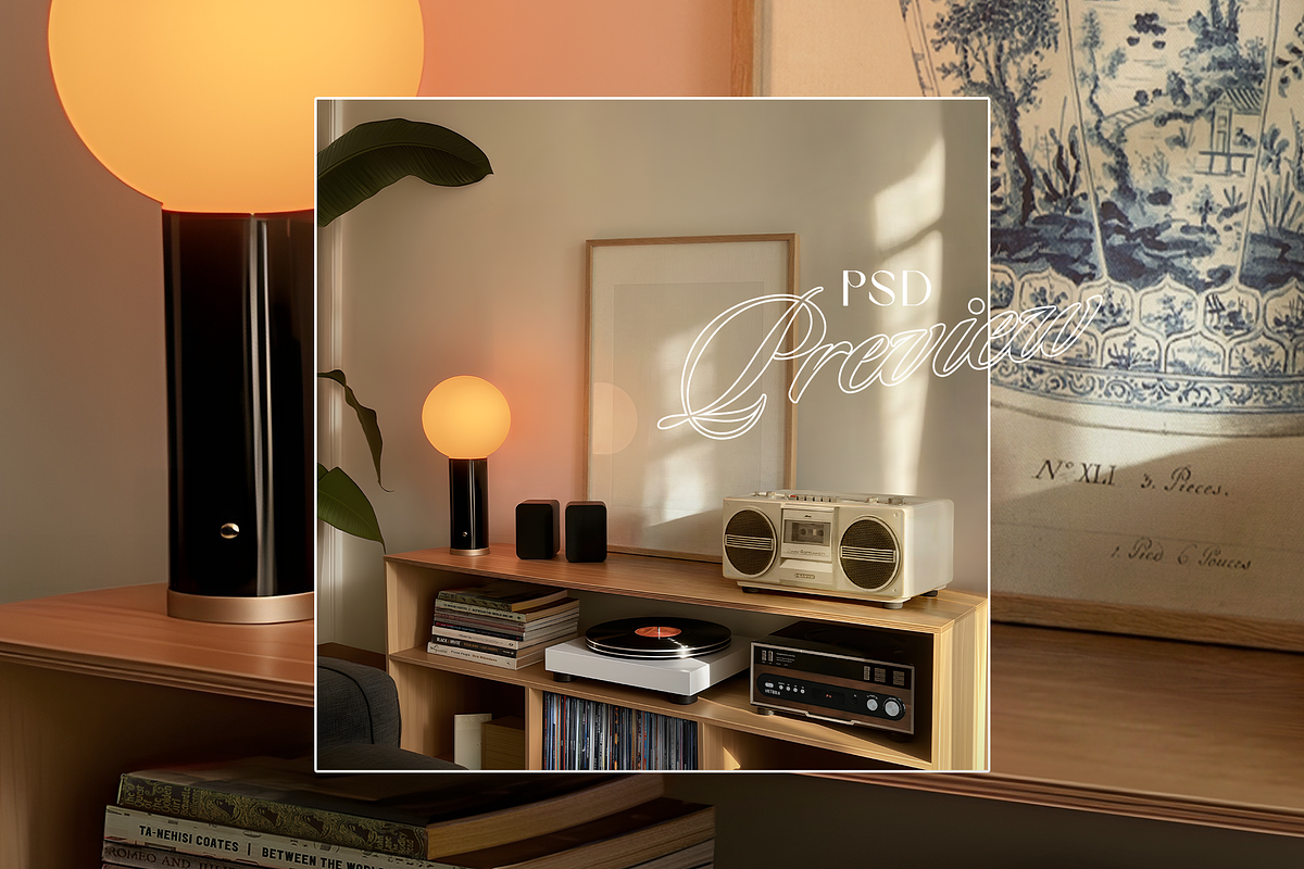 DIN A Leaning Frame Mockup (PSD), an Advertising Mockup by WasMockups (Photo 6 of 6)