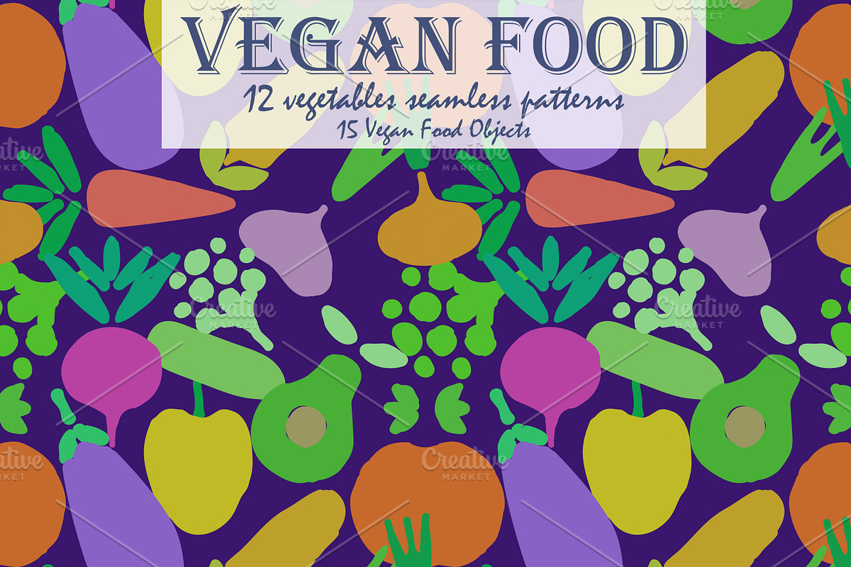 Vegan Food | Patterns and more, a Food Illustration by Retro Graphic Box (Photo 2 of 9)